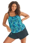 Swim 365 Tank Overlay Swim Romper In Multi