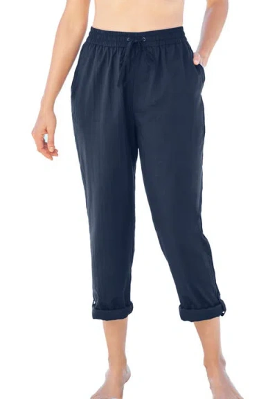 Swim 365 Taslon® Cover Up Roll-up Pant In Blue