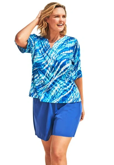 Swim 365 Three-quarter Sleeve Swim Tee In Multi