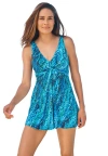 Swim 365 Twist-front Swim Dress In Blue