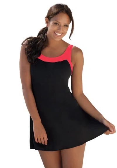 Swim 365 Two-piece Colorblock Swim Dress In Black