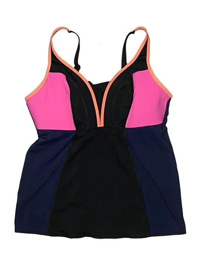 Pre-owned Swim By Cacique Swimsuit Top Black Color Block Pattern Swimwear