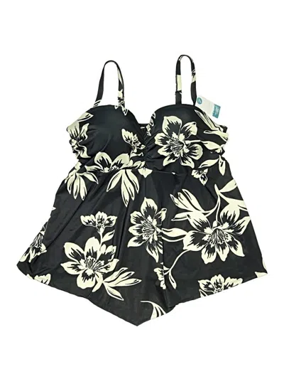 Swim By Cacique Swimsuit Top Black Floral Pattern Swimwear