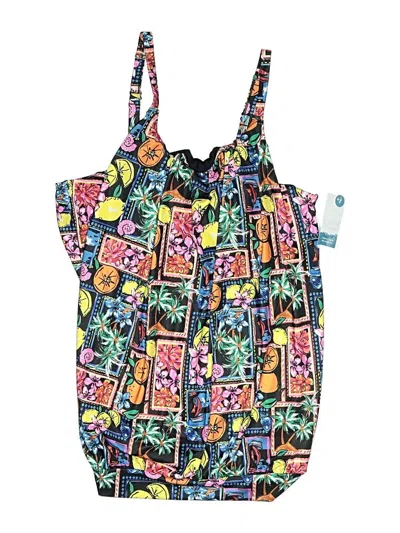 Pre-owned Swim By Cacique Swimsuit Top Black Print Pattern Swimwear