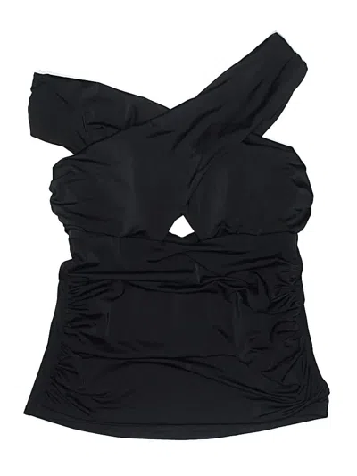 Pre-owned Swim By Cacique Swimsuit Top Black Solid Pattern Swimwear