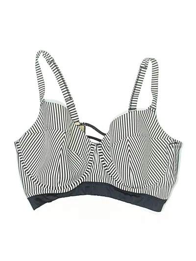 Pre-owned Swim By Cacique Swimsuit Top Black Stripes Pattern Swimwear