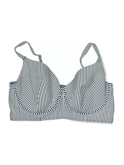 Pre-owned Swim By Cacique Swimsuit Top Blue Stripes Pattern Swimwear
