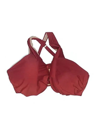 Pre-owned Swim By Cacique Swimsuit Top Burgundy Solid Pattern Swimwear