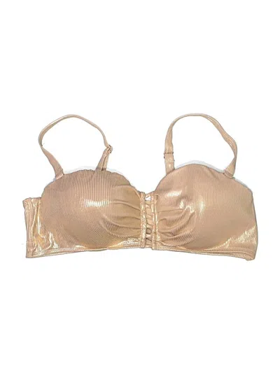 Pre-owned Swim By Cacique Swimsuit Top Gold Metallic Pattern Swimwear