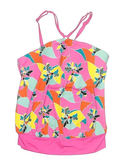 Pre-owned Swim By Cacique Swimsuit Top Pink Print Pattern Swimwear