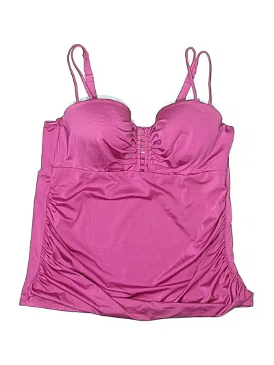 Pre-owned Swim By Cacique Swimsuit Top Pink Solid Pattern Swimwear