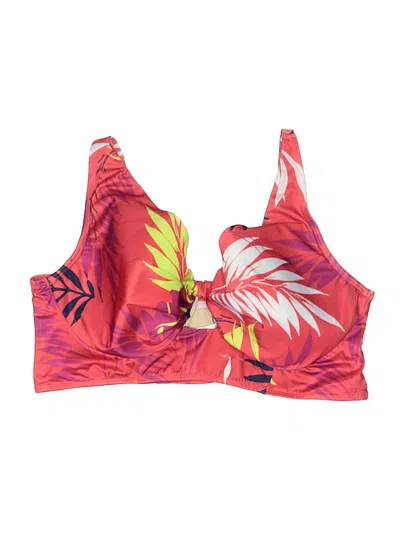 Pre-owned Swim By Cacique Swimsuit Top Pink Tropical Pattern Swimwear