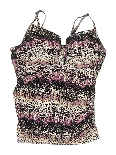 Pre-owned Swim By Cacique Swimsuit Top Purple Animal Print Pattern Swimwear