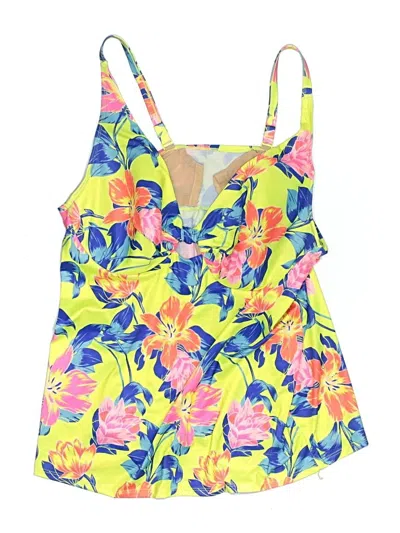 Pre-owned Swim By Cacique Swimsuit Top Yellow Floral Pattern Swimwear