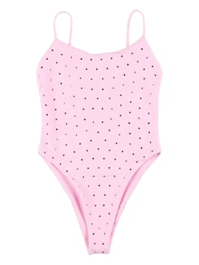 Swim By Di Crystal Soft Pink Embellished One Piece In Black