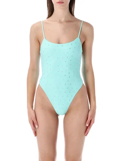 Swim By Di Elevated One-piece Swimwear With Crystal Accents - Size S In Green