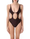 Swim By Di High-rise One-piece Swimwear With Front Cut-out In Brown
