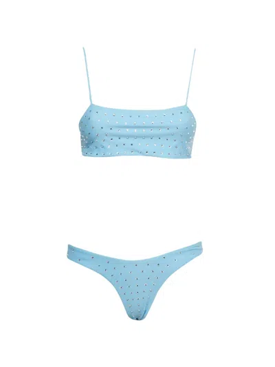 Pre-owned Swim By Di Jersey Crystal-embellished Bikini In Blue