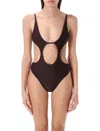 Swim By Di High-rise One-piece Swimwear With Front Cut-out In Brown