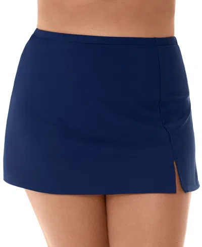 Swim Solutions Plus Size Swim Skirt, Created For Macy's In Navy