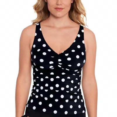 Swim Solutions Size Tummy Control V-neck Vintage Dotty Tankini - Plus In Black