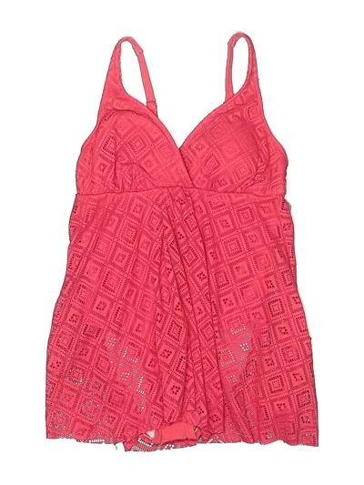 Swim Solutions Sleeveless Top Pink Halter Neckline Tops
