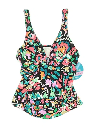 Swim Solutions Swimsuit Top Black Floral Pattern Swimwear In Multi