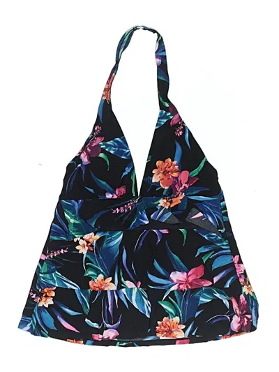Swim Solutions Swimsuit Top Black Floral Pattern Swimwear In Multi