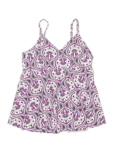Swim Solutions Swimsuit Top Purple Paisley Pattern Swimwear