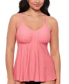 Swim Solutions Textured Underwire Tankini Top In Guava