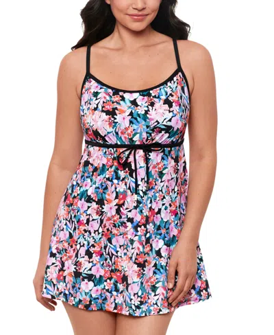 Swim Solutions Women's Blushing Empire Swimdress, Created For Macy's In Multi