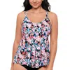 Swim Solutions Women's Blushing Pleated Tankini Top, Created For Macy's In Multi