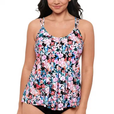 Swim Solutions Women's Blushing Pleated Tankini In Multi