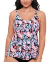 SWIM SOLUTIONS WOMEN'S BLUSHING PLEATED TANKINI TOP, CREATED FOR MACY'S