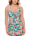 Swim Solutions Women's Bow Front Swimdress, Exclusively At Macy's In Blue