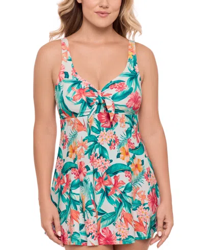 Swim Solutions Women's Bow Front Swimdress, Exclusively At Macy's
