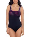 SWIM SOLUTIONS WOMEN'S DOTTED TANK ONE-PIECE SWIMSUIT