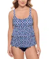 Swim Solutions Women's High-low Double-tier One-piece Swimsuit, Exclusively At Macy's In Multi