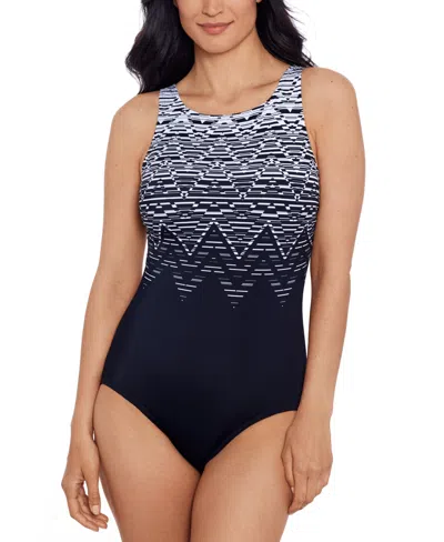 Swim Solutions Women's High-neck One-piece Swimsuit In Black,white