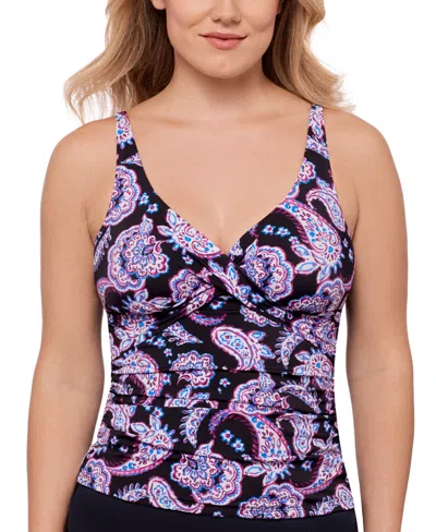 Swim Solutions Women's Paisley-print Tankini Top, Exclusively At Macy's In Dancing Paisley