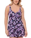 Swim Solutions Women's Paisley-print Tummy-control Swim Dress, Exclusively At Macy's In Dancing Paisley