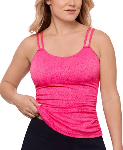 Swim Solutions Women's Paisley-print Tunnel Tankini Top, Exclusively At Macy's In Paisley Jaquard