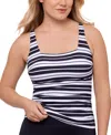 Shop Swim Solutions Women's Striped Tankini Top, Exclusively At Macy's In Space Between