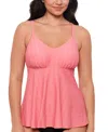 Swim Solutions Textured Underwire Tankini Top In Guava In Pink