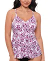 SWIM SOLUTIONS WOMEN'S TILETALE V-NECK TANKINI TOP, CREATED FOR MACY'S