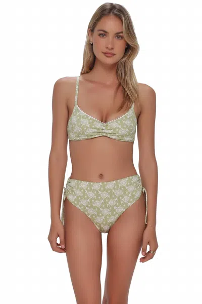 Swim Systems Malia High Waist Bikini Bottom In Cactus Flower In Green