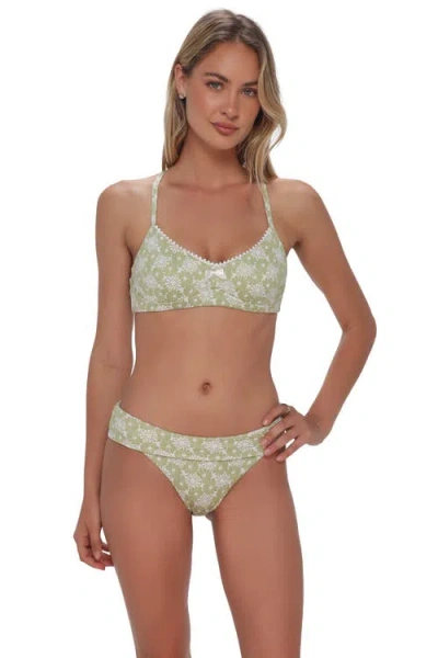 Swim Systems Pom Pom Annalee Underwire Bikini Swimsuit Top In Green