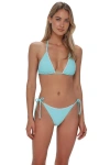 Swim Systems Pom Pom Triangle Bikini Swimsuit Top In Blue