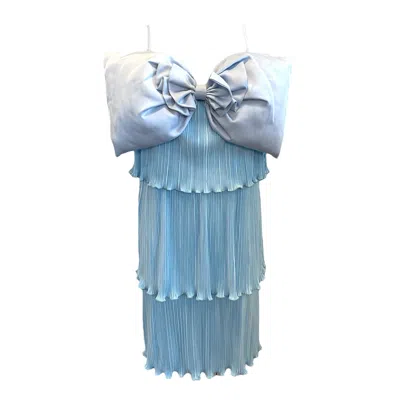 Swim With Poppies Women's Blue Parisian Tiered Bow Dress