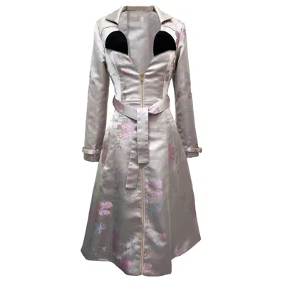 Swim With Poppies Women's Floral Print Trench Coat Dress In Yellow